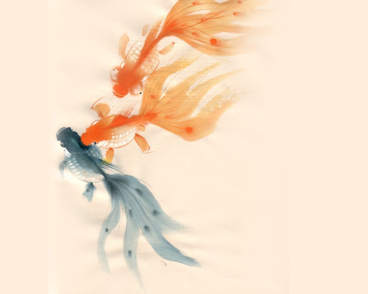 Chinese painting of 2 fishes