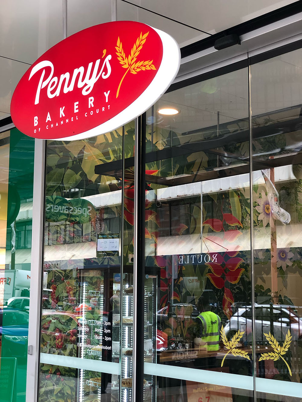 Penny's Bakery outdoor signage in Hobart CBD, Tasmania